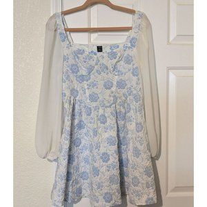 Sweetheart Neck Floral Jacquard Dress
